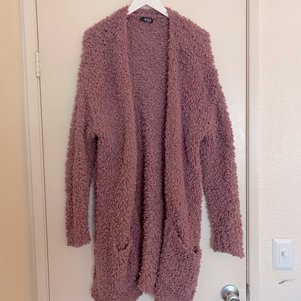 Fuzzy Mauve Cardigan